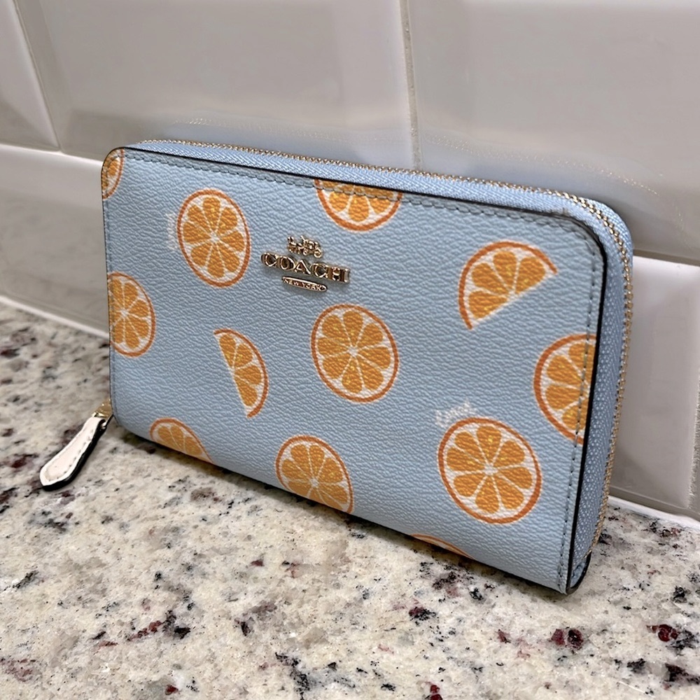 Coach Orange Summer Print Wallet EUC - Picture 3 of 10